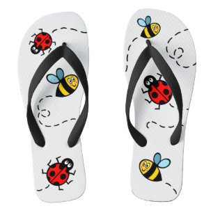 Chanclas Bumblebee ocupado & Ladybird Patrón Flip Flops