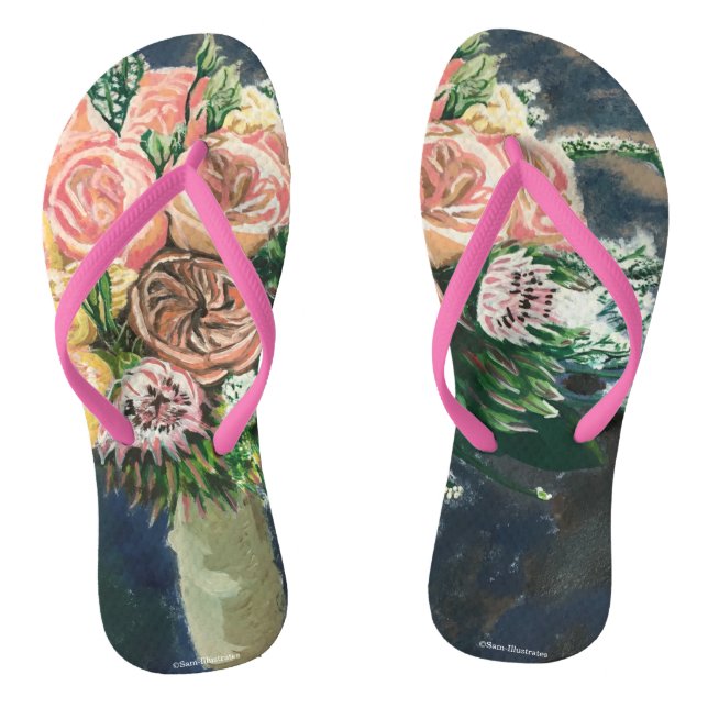 Chanclas Buquet de flores pintadas a mano (Plantilla)
