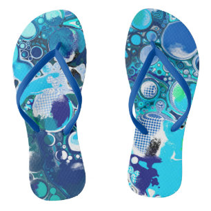 Chanclas Burbujas del Mar Azul Resumen Arte