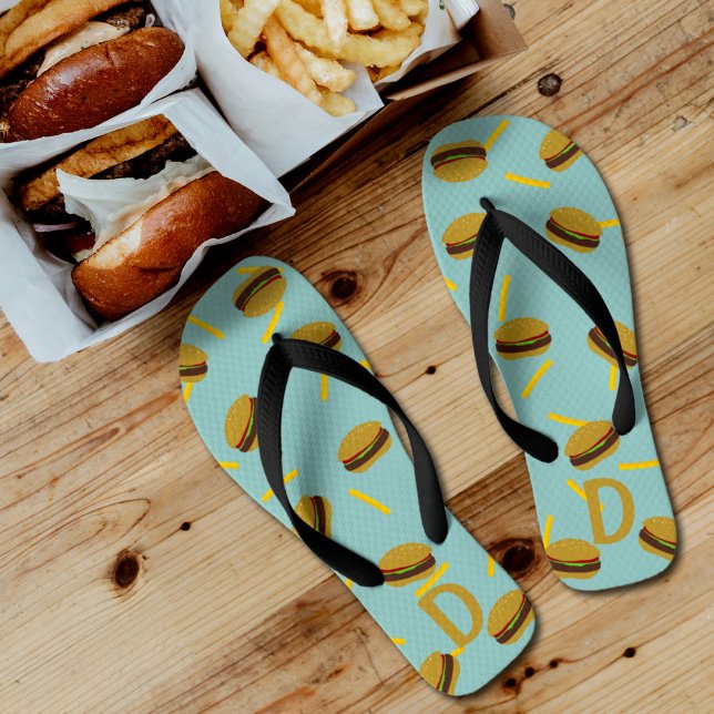 Chanclas Burger y Fries Rápido Patrón de Alimentos Flip Flo (Cute fast food flip flops just for you)