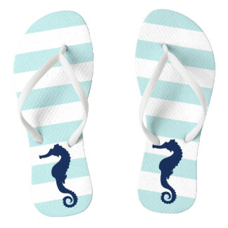 Chanclas Caballo de mar azul en franjas de menta