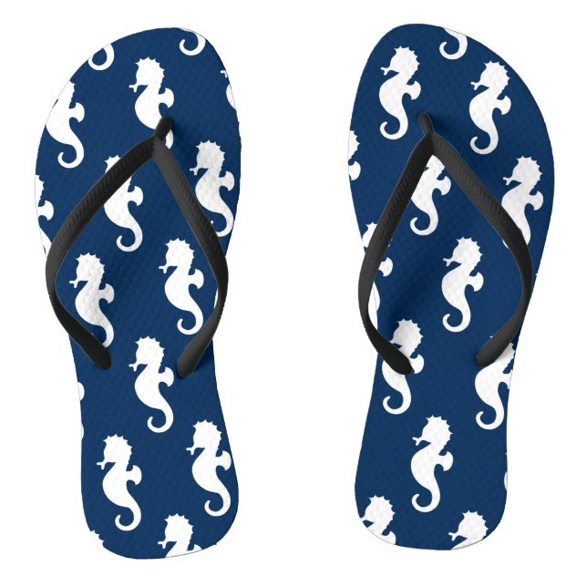Chanclas Caballo de mar naval azul blanco océano animal mar (Plantilla)