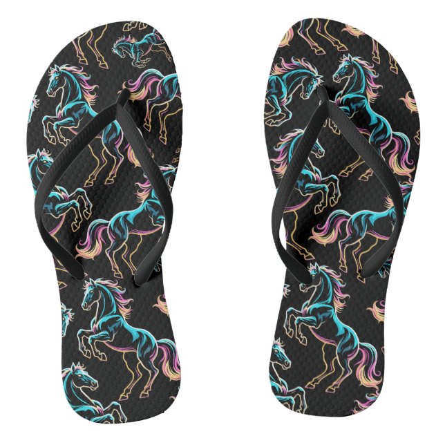 Chanclas Caballo Luz de Neón Efecto Glitch Estilo Retro (Plantilla)