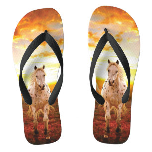 Chanclas Caballos al atardecer lanzan almohada