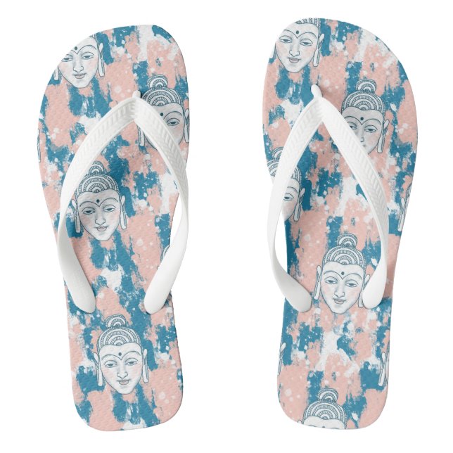 Chanclas Cabeza de Buda, fletones rosados y verde azulados (Plantilla)