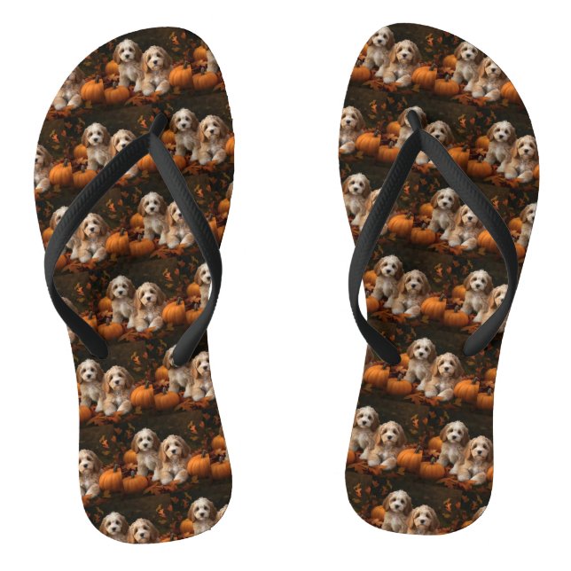 Chanclas Cachorro Cockapoo Delicia de Otoño Calabaza  (Plantilla)