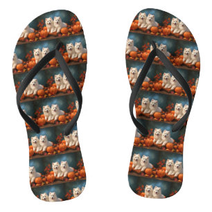 Chanclas Cachorro Samoyed Delicia de Otoño Calabaza