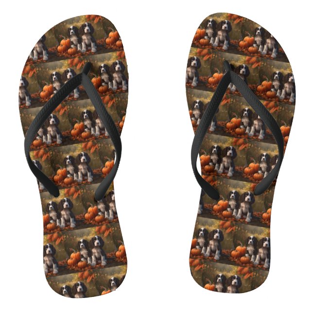 Chanclas Cachorro Springer Spaniel Delicia de Otoño Calabaz (Plantilla)