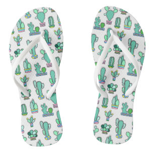 Chanclas Cactus verde mate y patrón de planta suculento