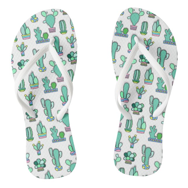 Chanclas Cactus verde mate y patrón de planta suculento (Plantilla)