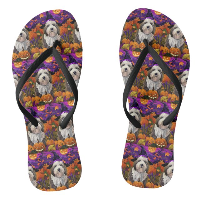 Chanclas Calabaza de brujas de Halloween del viejo perro pa (Plantilla)