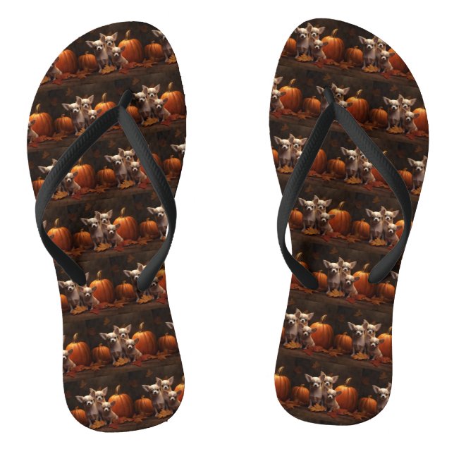 Chanclas Calabaza deslumbrante de Chihuahua Puppy Autumn (Plantilla)