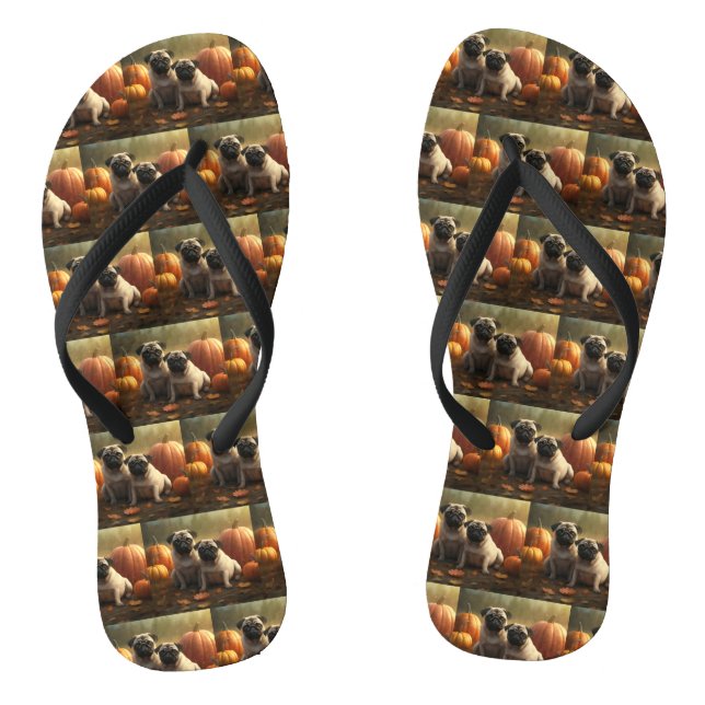 Chanclas Calabaza deslumbrante de la pug pipa otoño (Plantilla)