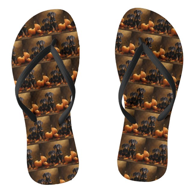 Chanclas Calabaza deslumbrante Doberman Puppy Autumn (Plantilla)