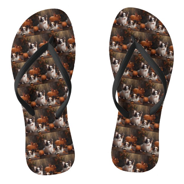 Chanclas Calabaza deslumbrante Papillon Puppy Autumn (Plantilla)