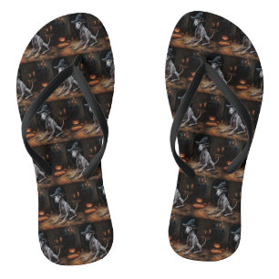 Chanclas Calabazas de Lebrel Italiano de Halloween Aterrado