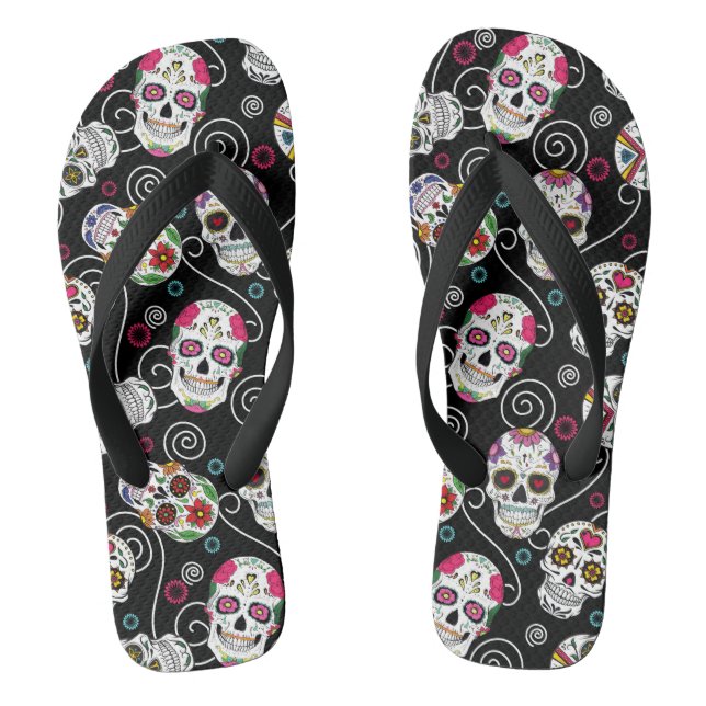 Chanclas Calaveras azucareras y torneado negro ID725 (Plantilla)