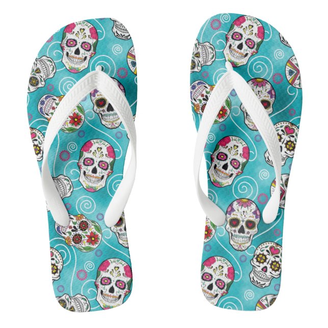 Chanclas Calaveras de azúcar y torbellino Turquesa ID725 (Plantilla)