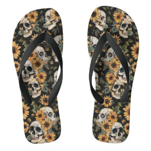 Chanclas Calaveras de Gótico de verano y girasoles tembloro