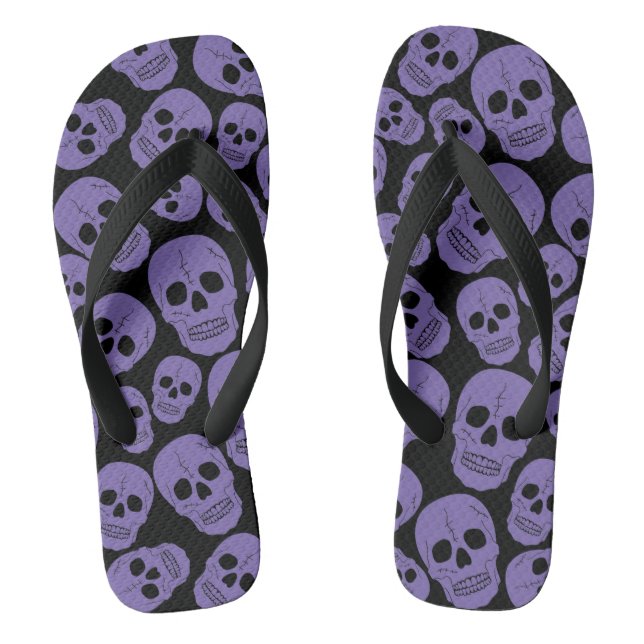 Chanclas Calaveras moradas en negro (Plantilla)