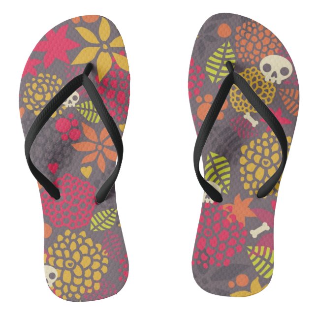 Chanclas Calaveras y flores. (Plantilla)