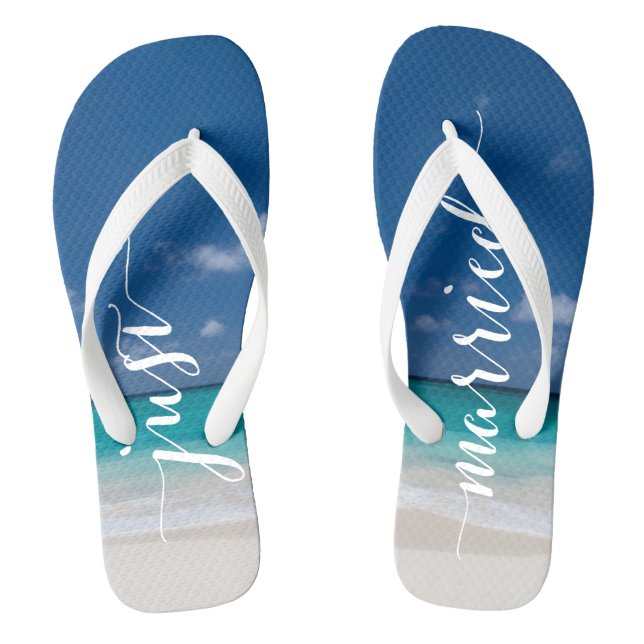 Chanclas Calligraphy Beach Just Casried Boda Flip Flops (Plantilla)