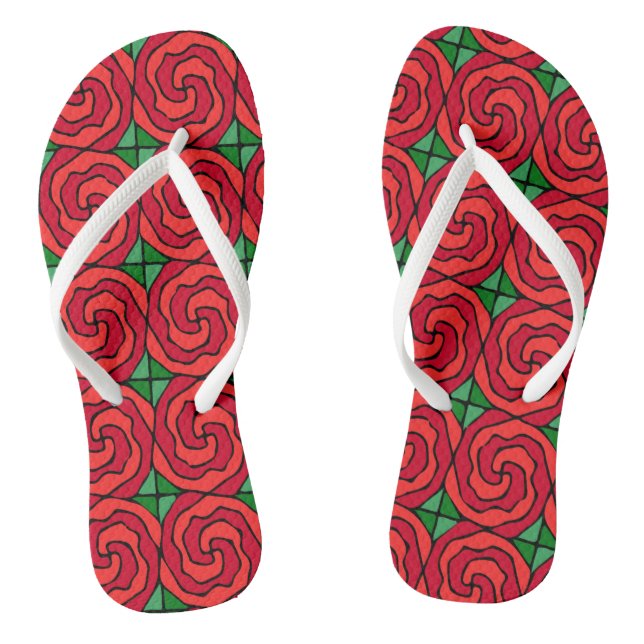 Chanclas Cama de rosas rojas (Plantilla)