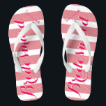 Chanclas Camas De Color O Tiras De Color Personalizadas<br><div class="desc">Patrón de bandas rosadas: cambie a cualquier color haciendo clic en personalizar. Y di lo que quieras. Haz de estos unos pequeños "flops" que tengan tu mensaje. ¡Habla de la playa!</div>