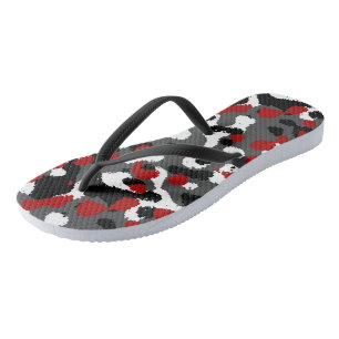 Chanclas Camo abstracto rojo, negro, gris y blanco