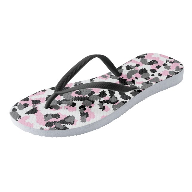 Chanclas Camo abstracto rosa, negro, blanco y gris (Angular)