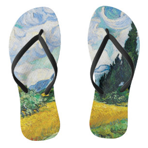 Chanclas Campo de trigo con cipreses de Vincent Van Gogh