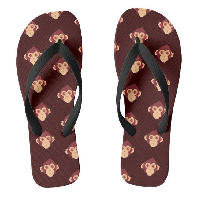 Chanclas Cara de mono pixelada linda (Plantilla)