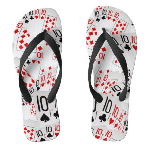Chanclas Cartas de póquer decenas en un patrón en capas,