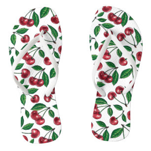 Chanclas Cerezas rojas en blanco