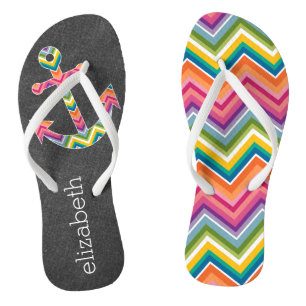 Chanclas Chalkboard de ancla náutica con Chevrons brillante
