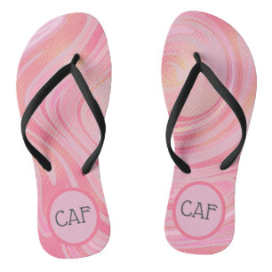 Chanclas Chancleta Monogramada de Mármol con Remolino Rosa