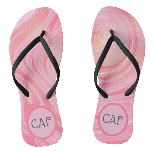 Chanclas Chancleta Monogramada de Mármol con Remolino Rosa  (Plantilla)