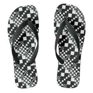 Chanclas Checks, Checks - Blanco y negro