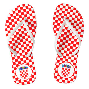 Chanclas Chequeros blancos rojos con emblema croata