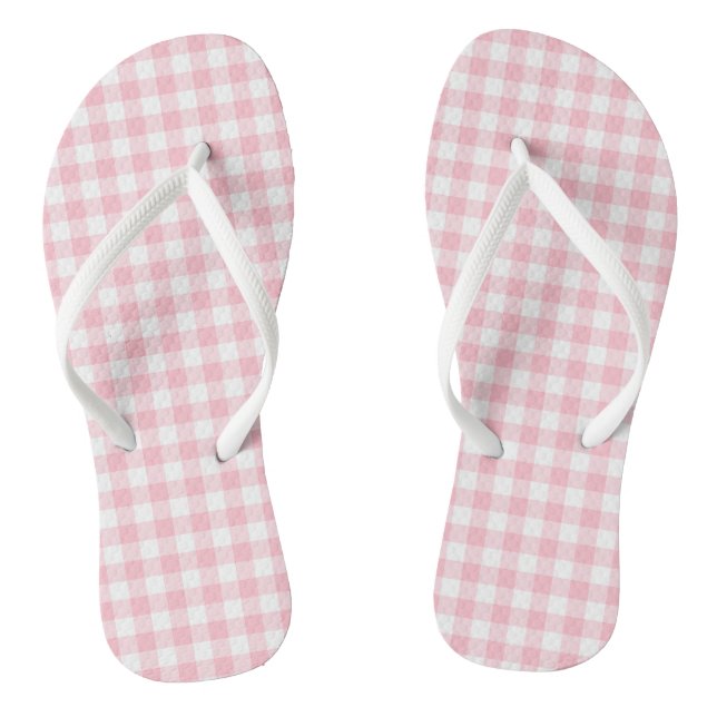 Chanclas Cheques de Gingham rosa y blanco de tamaño mediano (Plantilla)