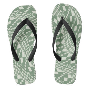 Chanclas Cheques retorcidos en verde