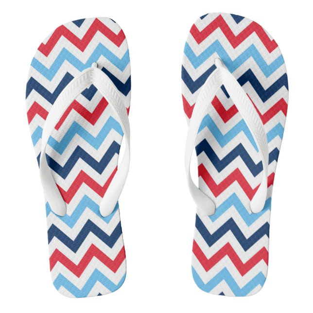 Chanclas Chevron Rojo Azul Blanco Flip Flops Jandals Thongs (Plantilla)