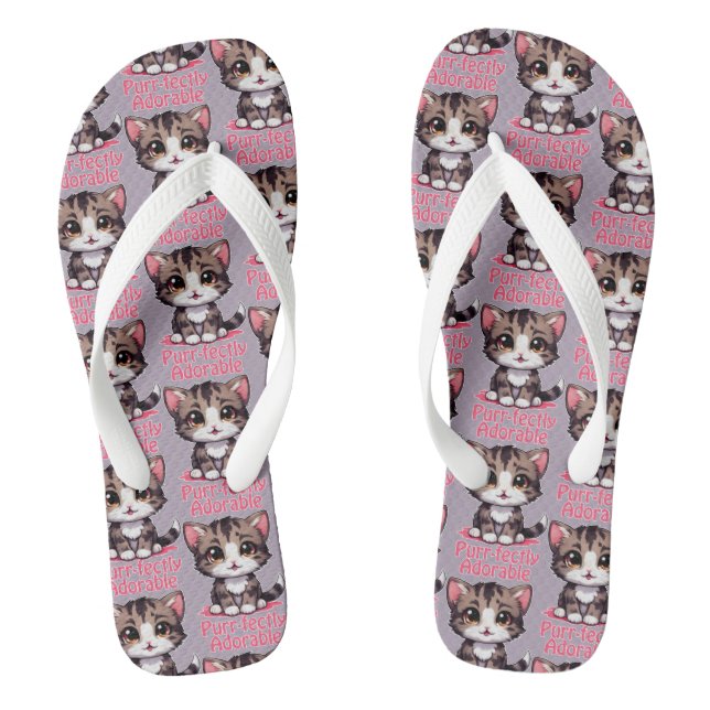 Chanclas Chibi Purr-fectamente adorable Kawaii Kitten en ro (Plantilla)