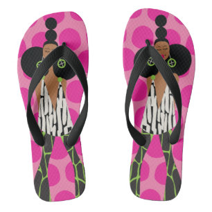 Chanclas Chica negro sobre rosa, negro, verde y blanco