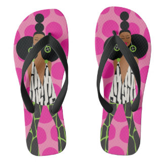 Chanclas Chica negro sobre rosa, negro, verde y blanco