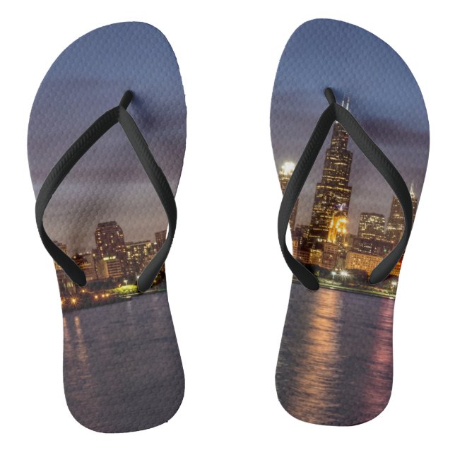 Chanclas Chicago Cityscape Night New (Plantilla)