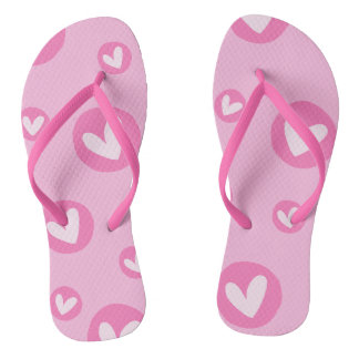 Chanclas Chinelos Rosa com Padrão de Corações