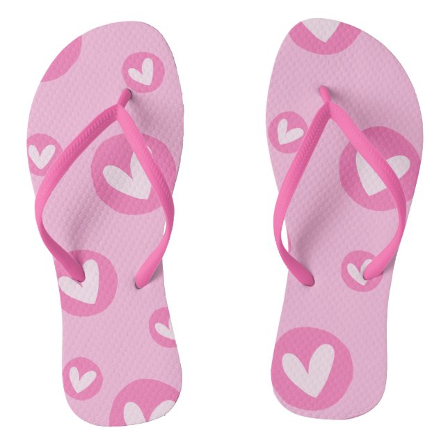 Chanclas Chinelos Rosa com Padrão de Corações (Plantilla)