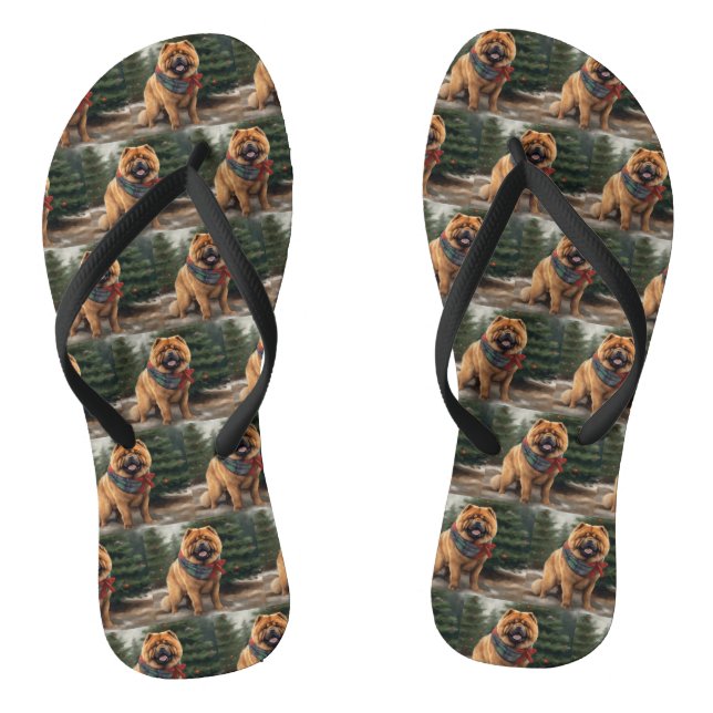 Chanclas Chow Chow Dog en Navidades de nieve (Plantilla)