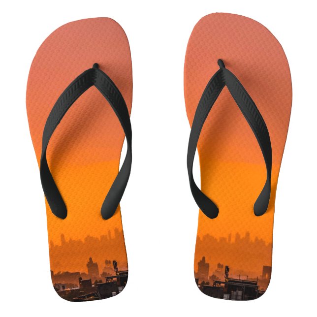 Chanclas cielo naranja sobre la ciudad (Plantilla)